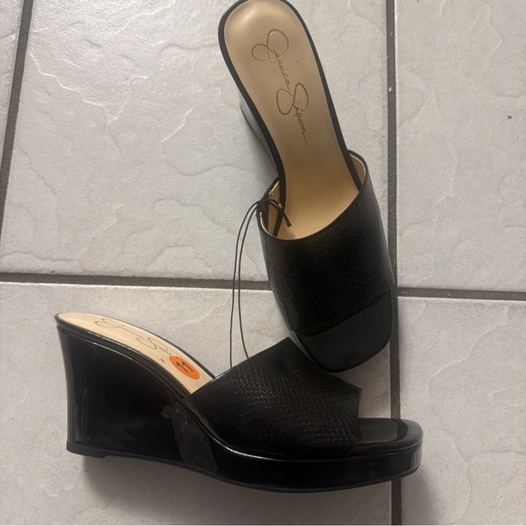 Jessica Simpson Black Wedge Sandals - Picture 1 of 6